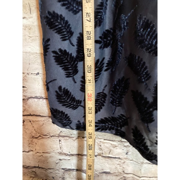 Lily Rain Halter Dress Women Medium Grey Velvet Leaf Print Lace Up Dark Romantic - Picture 9 of 13